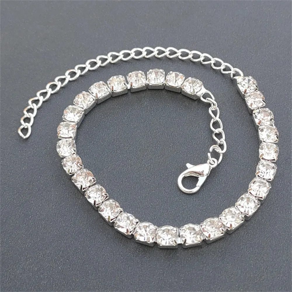 Sparkling Round Cubic Zirconia Anklet Leg Bracelet