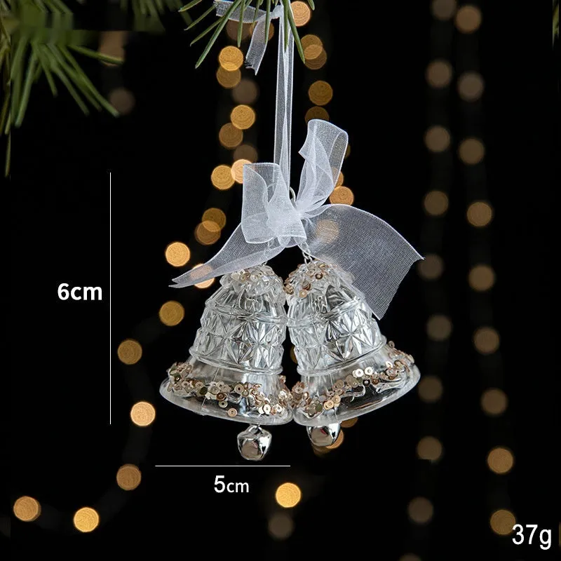 Sparkling Sequin Acrylic Christmas Ornaments – Set of Elegant Transparent Pendants