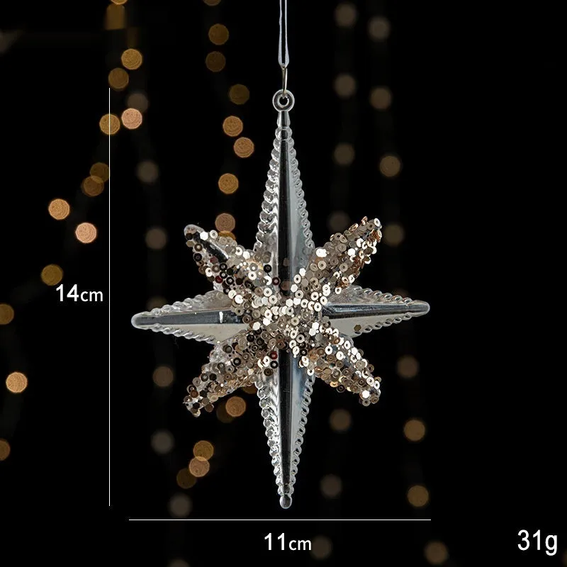 Sparkling Sequin Acrylic Christmas Ornaments – Set of Elegant Transparent Pendants