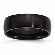 Stainless Steel Black IP-plated Brushed 7mm Wedding Band Ring