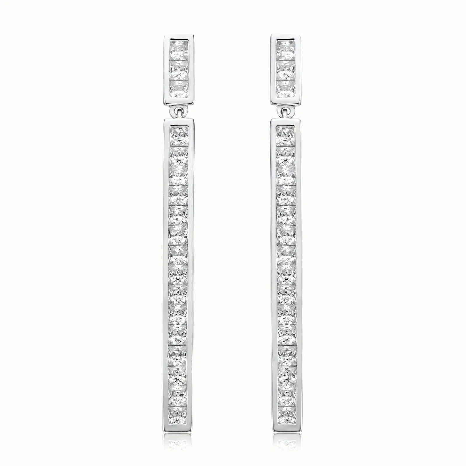 Sterling Silver 2mm Cubic Zirconia Drop Earrings