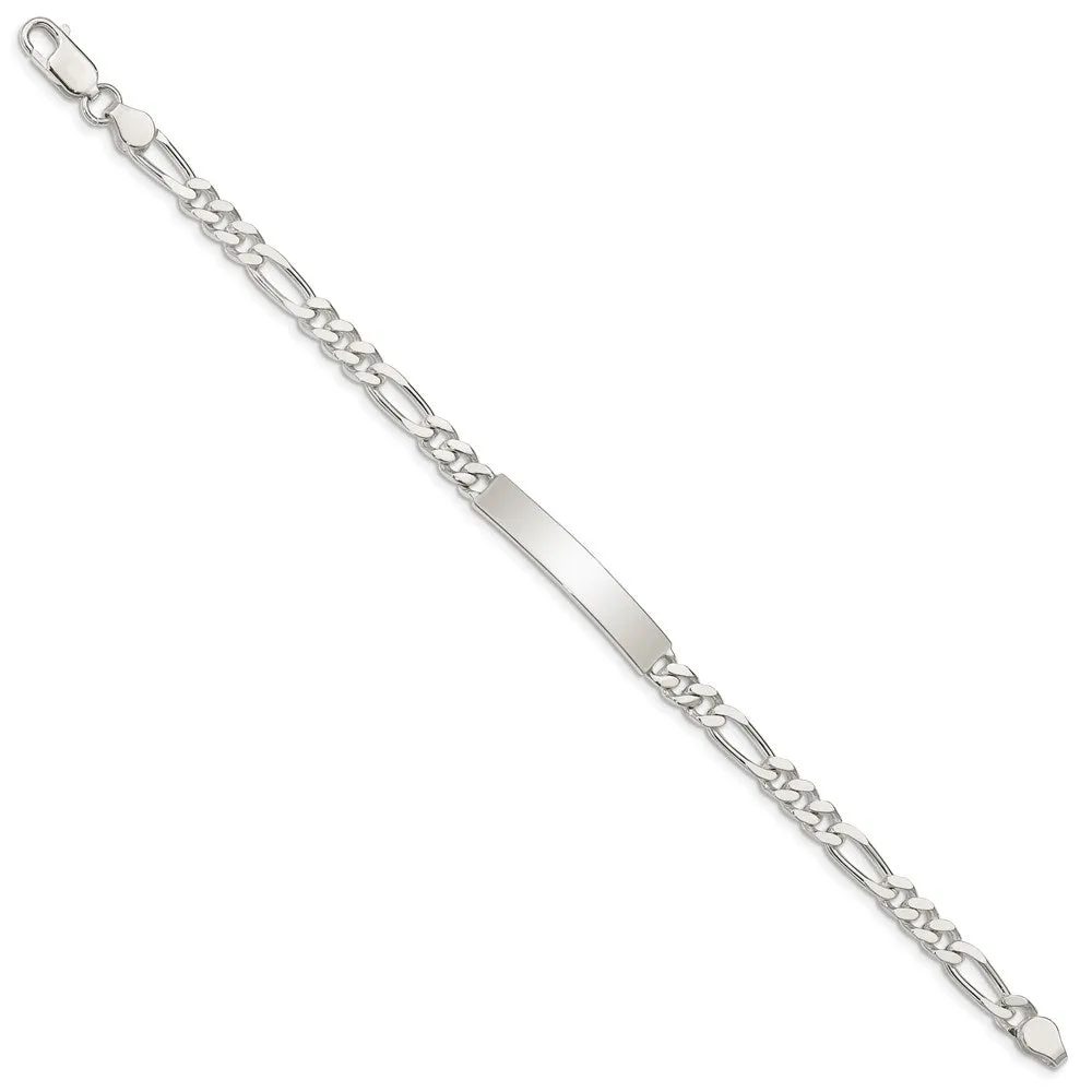 Sterling Silver 8.5-inch 5MM Lobster Clasp ID Figaro Bracelet