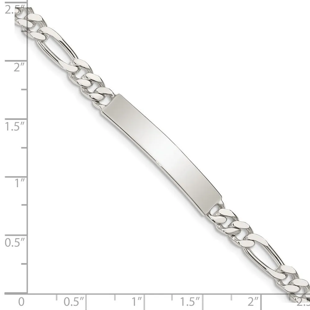 Sterling Silver 8.5-inch 5MM Lobster Clasp ID Figaro Bracelet