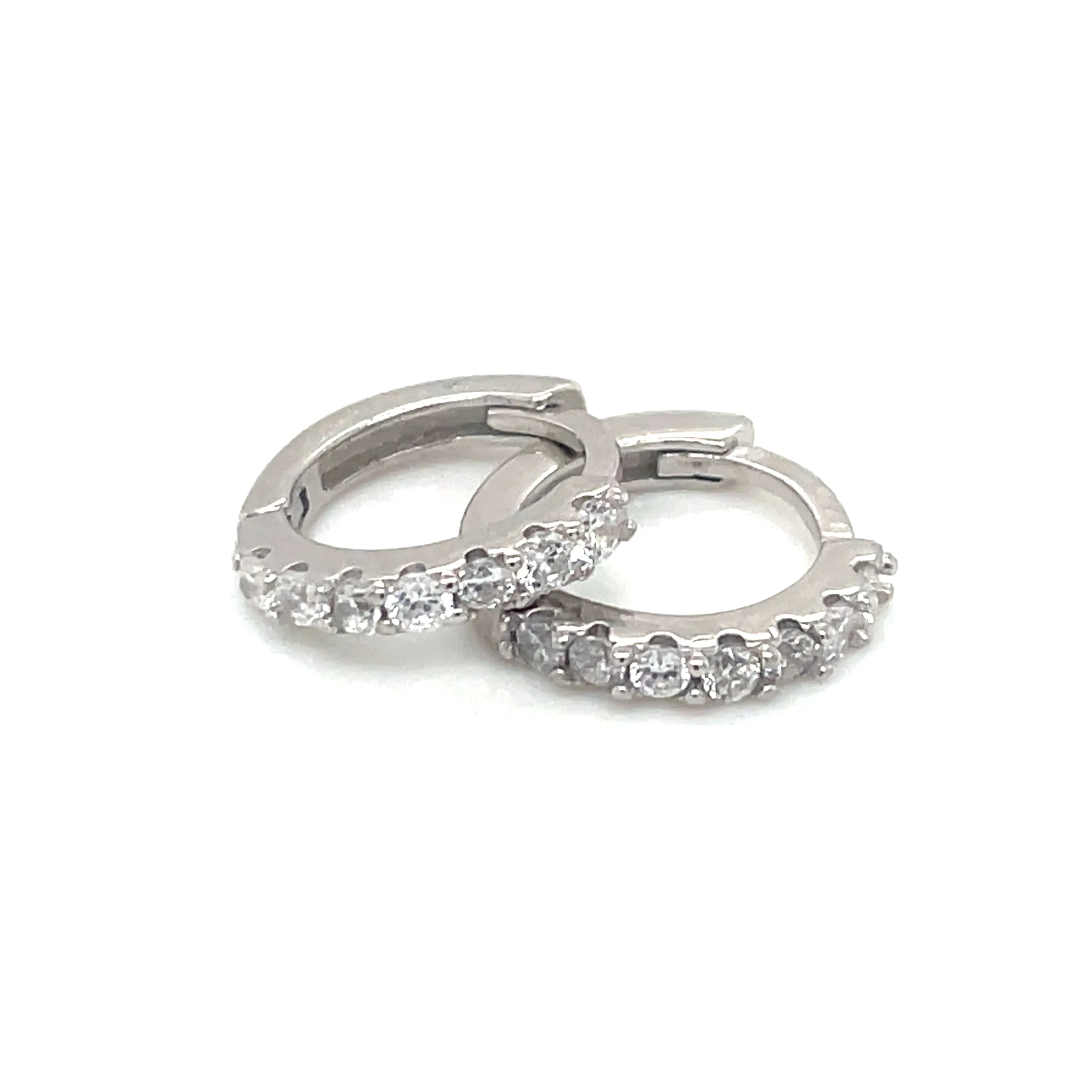 Sterling Silver Mini Cz Set Hoops