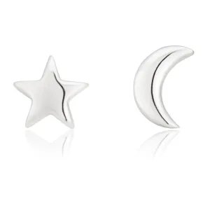 Sterling Silver Star and Crescent Moon Studs