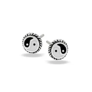 Sterling Silver Yin Yang Stud Earrings