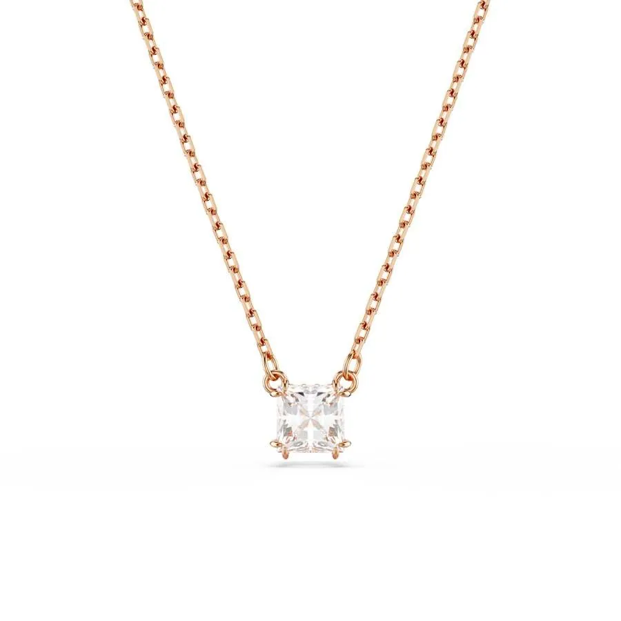 Stilla Rose Gold-tone Plated White Square Cut Pendant 5701904