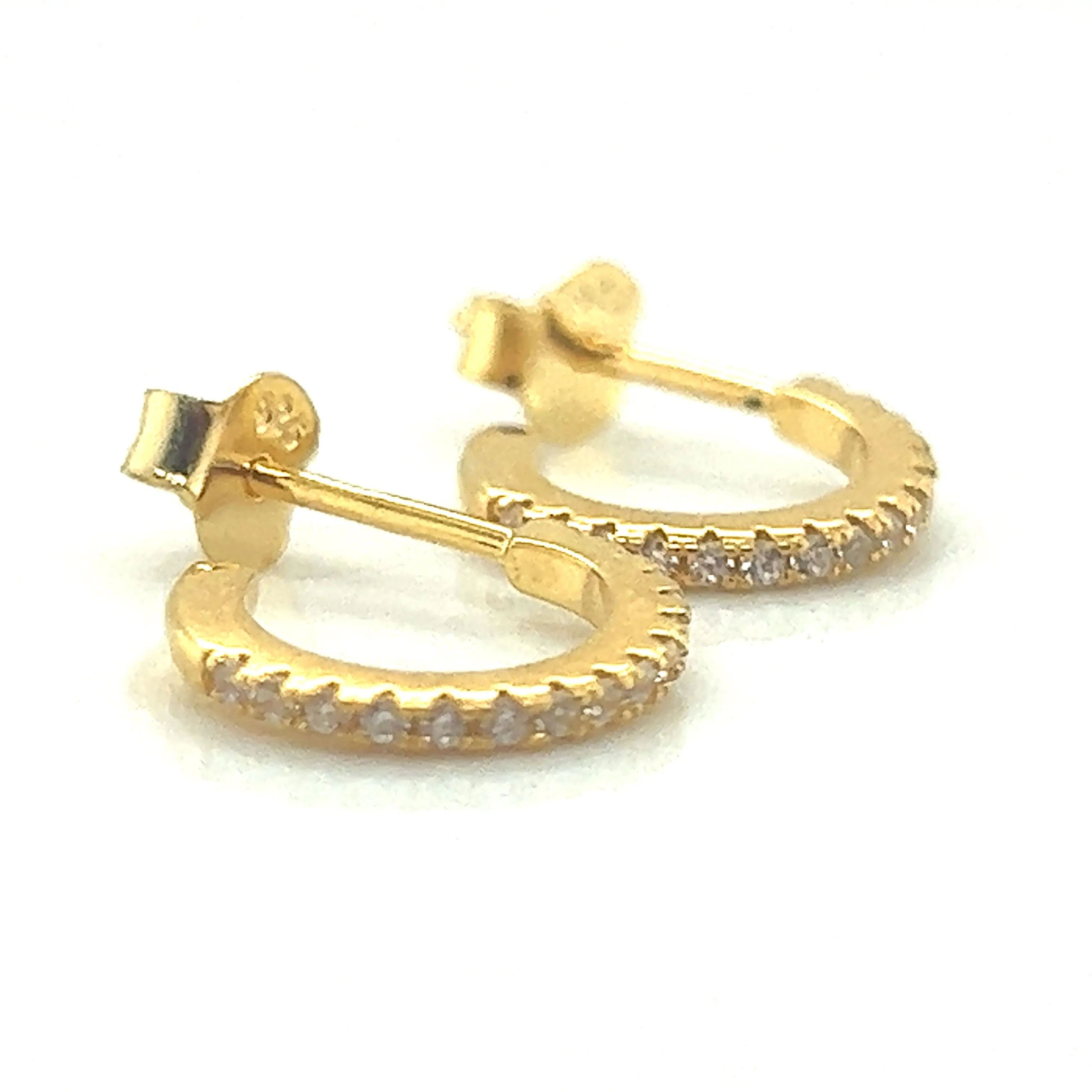 Stone Set Golden Hoops