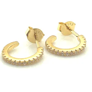 Stone Set Golden Hoops