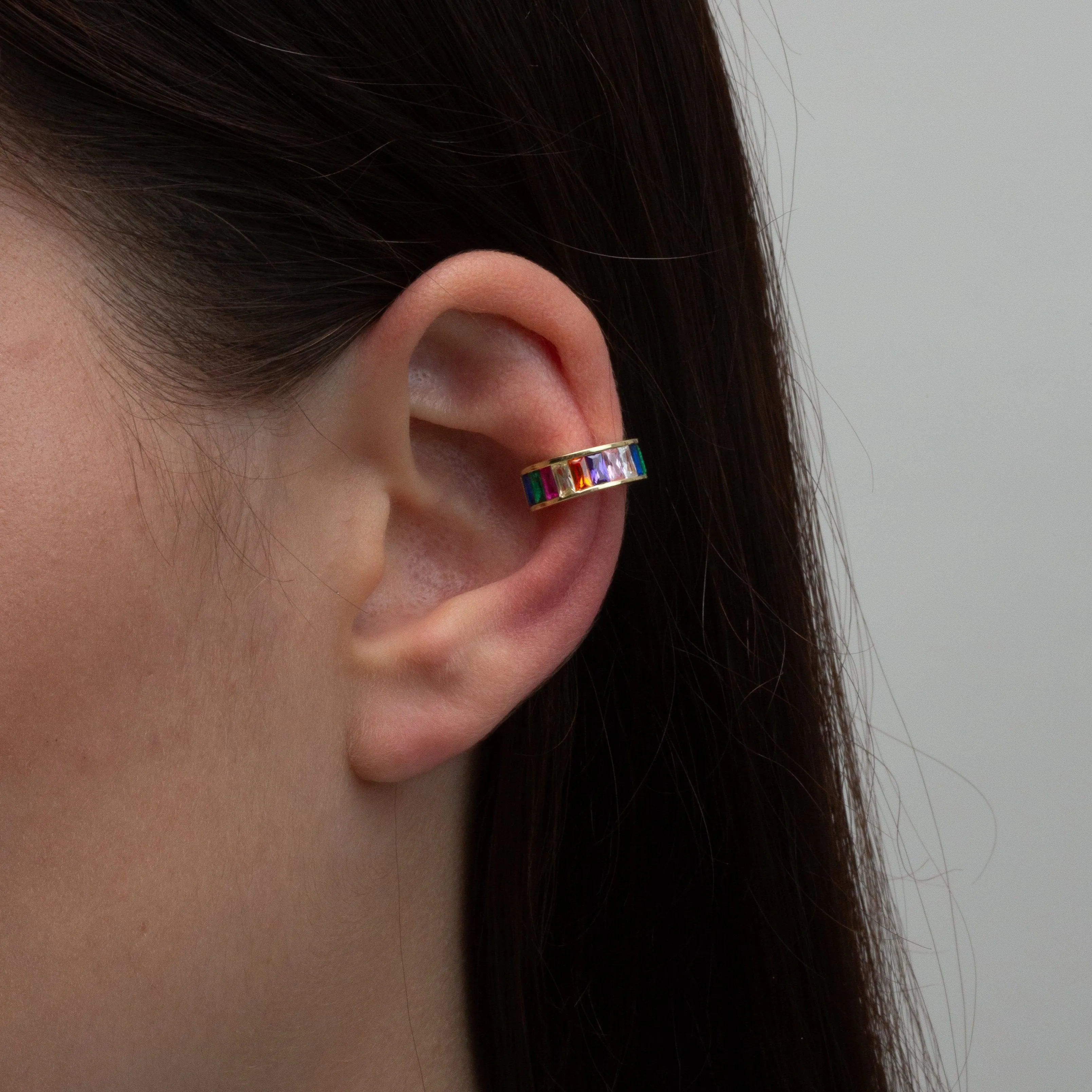 THE RAINBOW CARTILAGE HUGGIE HOOP EARRING