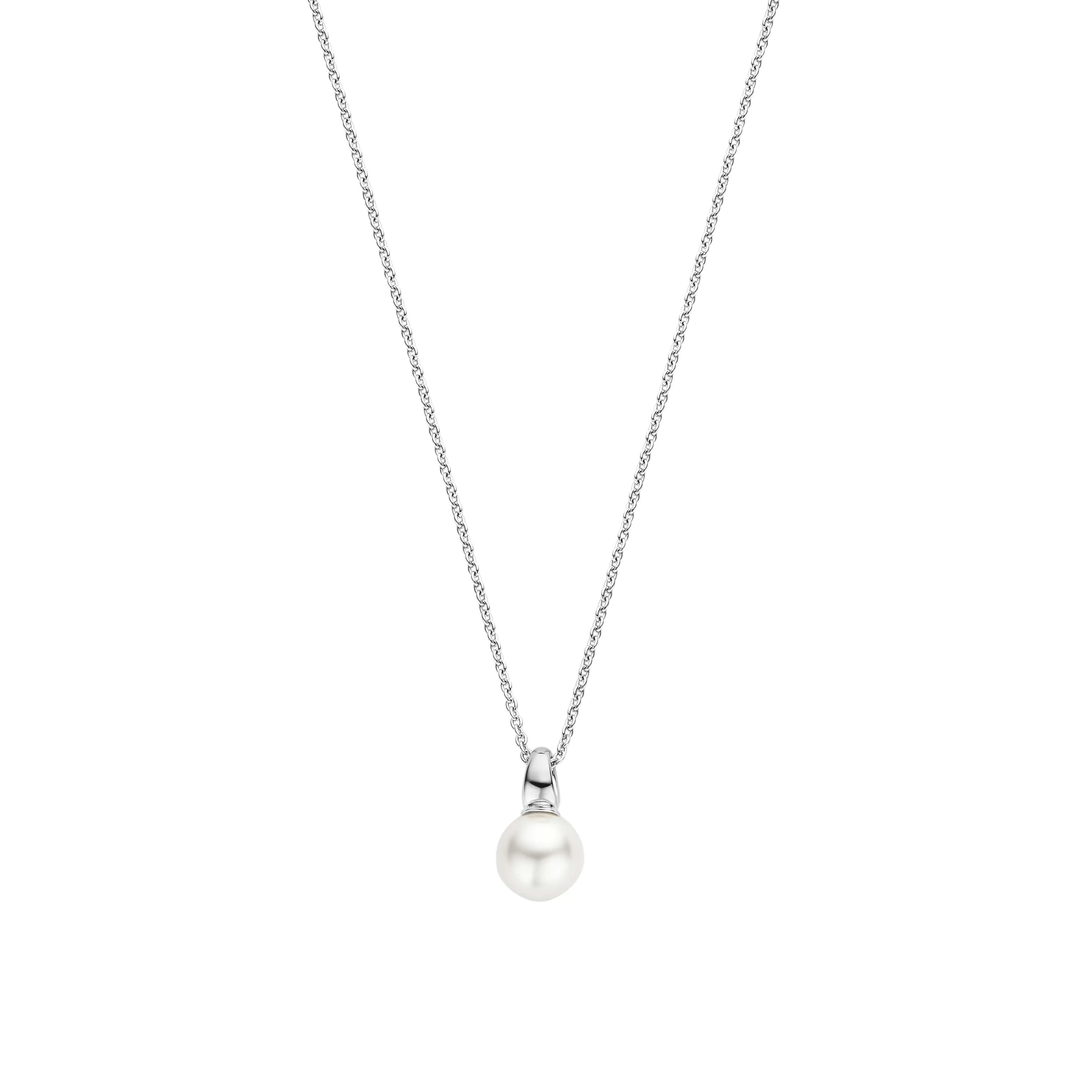 Ti Sento Milano Silver Pearl Solitaire Pendants 34037PW/42