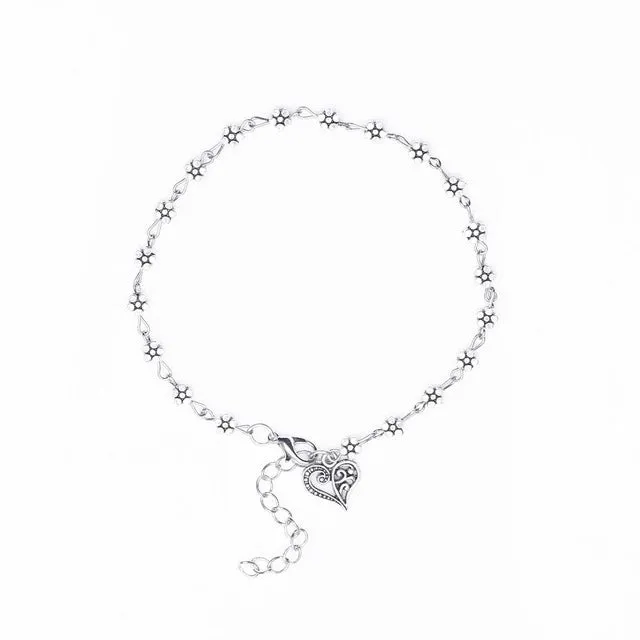 Tomtosh 2016 New Fashion Foot Chain Tibetan Silver Hollow Plum Flowers Heart-Shaped Anklet Free shipping