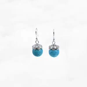 Turquoise Howlite Filigree Earrings Silver