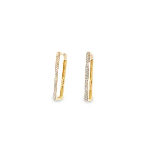 WD1050 14kt Rectangular Diamond hoop Earrings