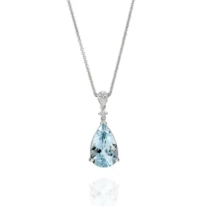 White Gold Aquamarine & Diamond pendant