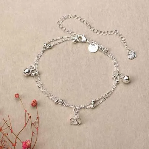 Women Jewelry Silver Plated Anklet Bell Pendant Metal Foot Chain