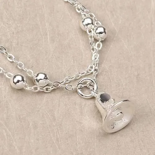 Women Jewelry Silver Plated Anklet Bell Pendant Metal Foot Chain